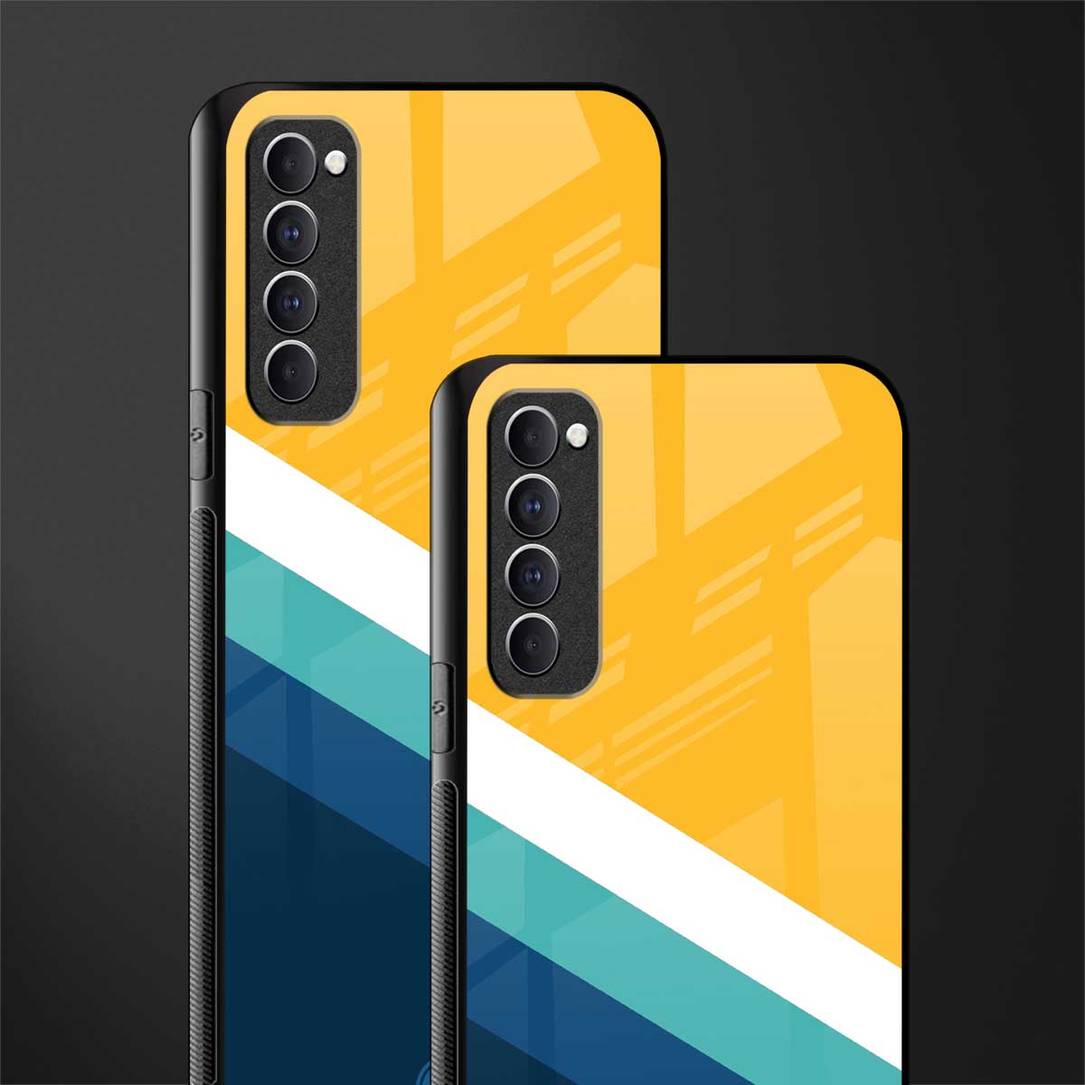 yellow white blue pattern stripes glass case for oppo reno 4 pro image-2