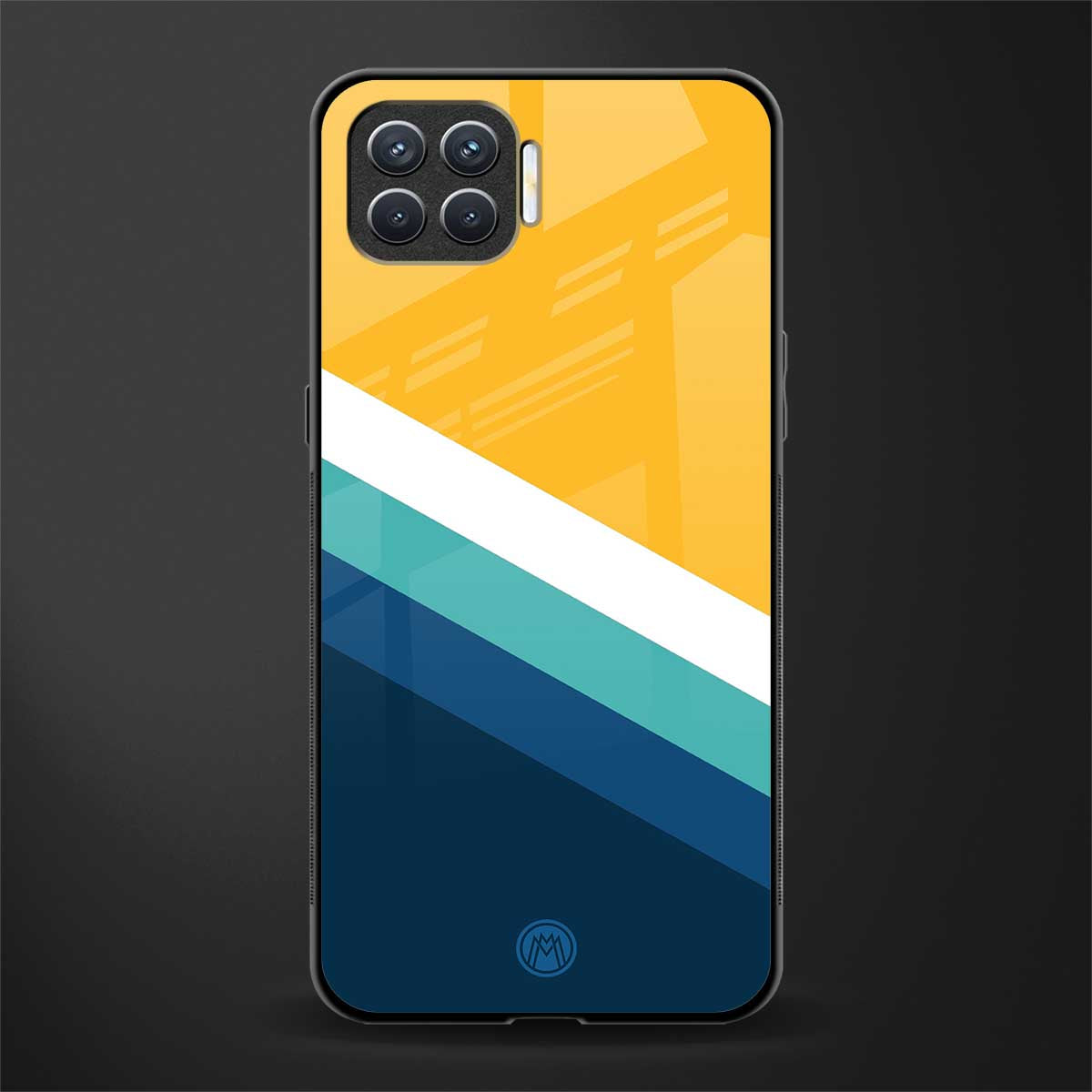yellow white blue pattern stripes glass case for oppo f17 image