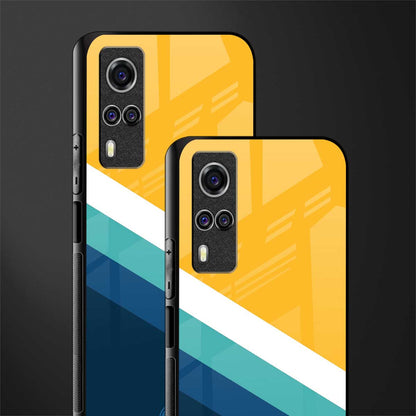 yellow white blue pattern stripes glass case for vivo y53s image-2
