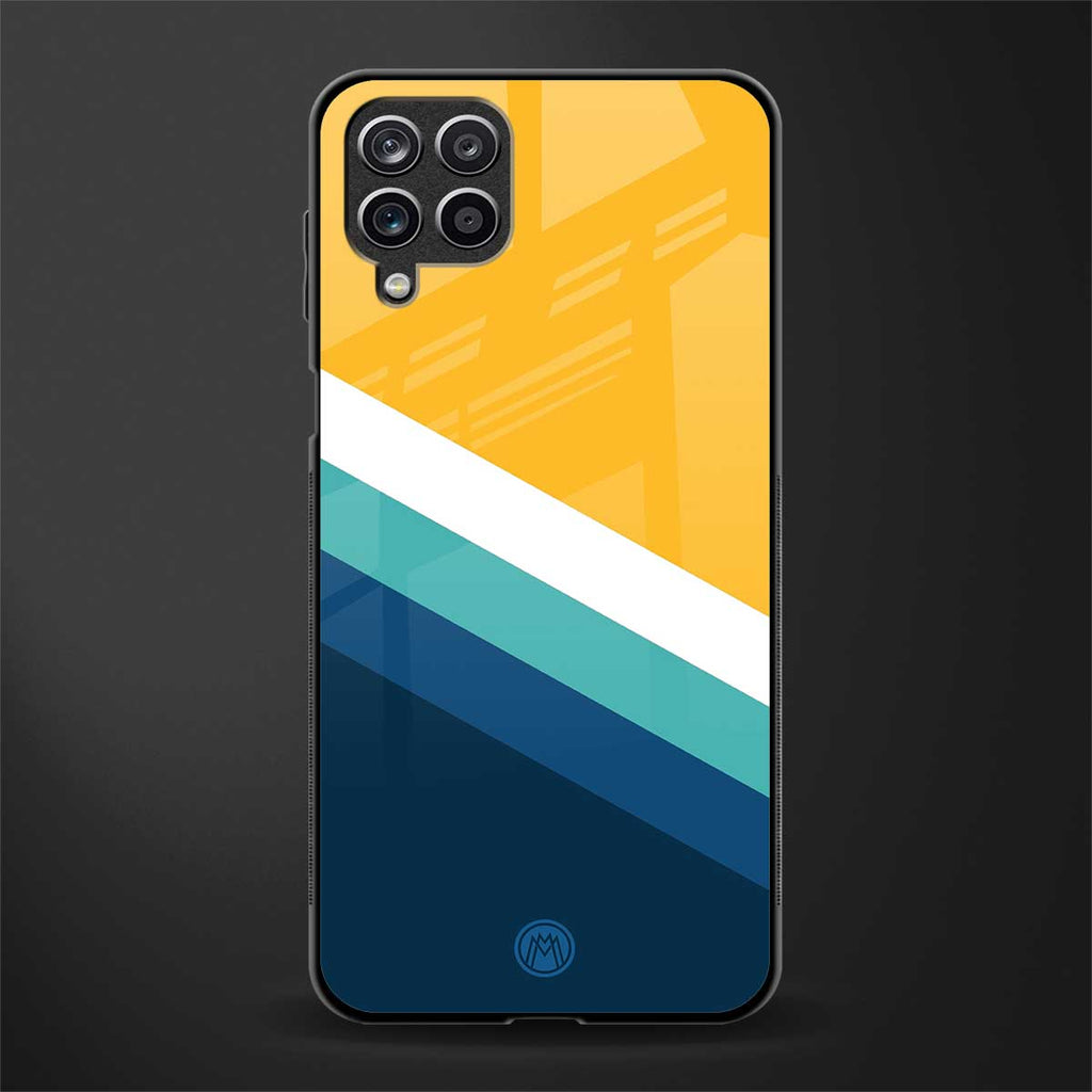 yellow white blue pattern stripes glass case for samsung galaxy a12 image