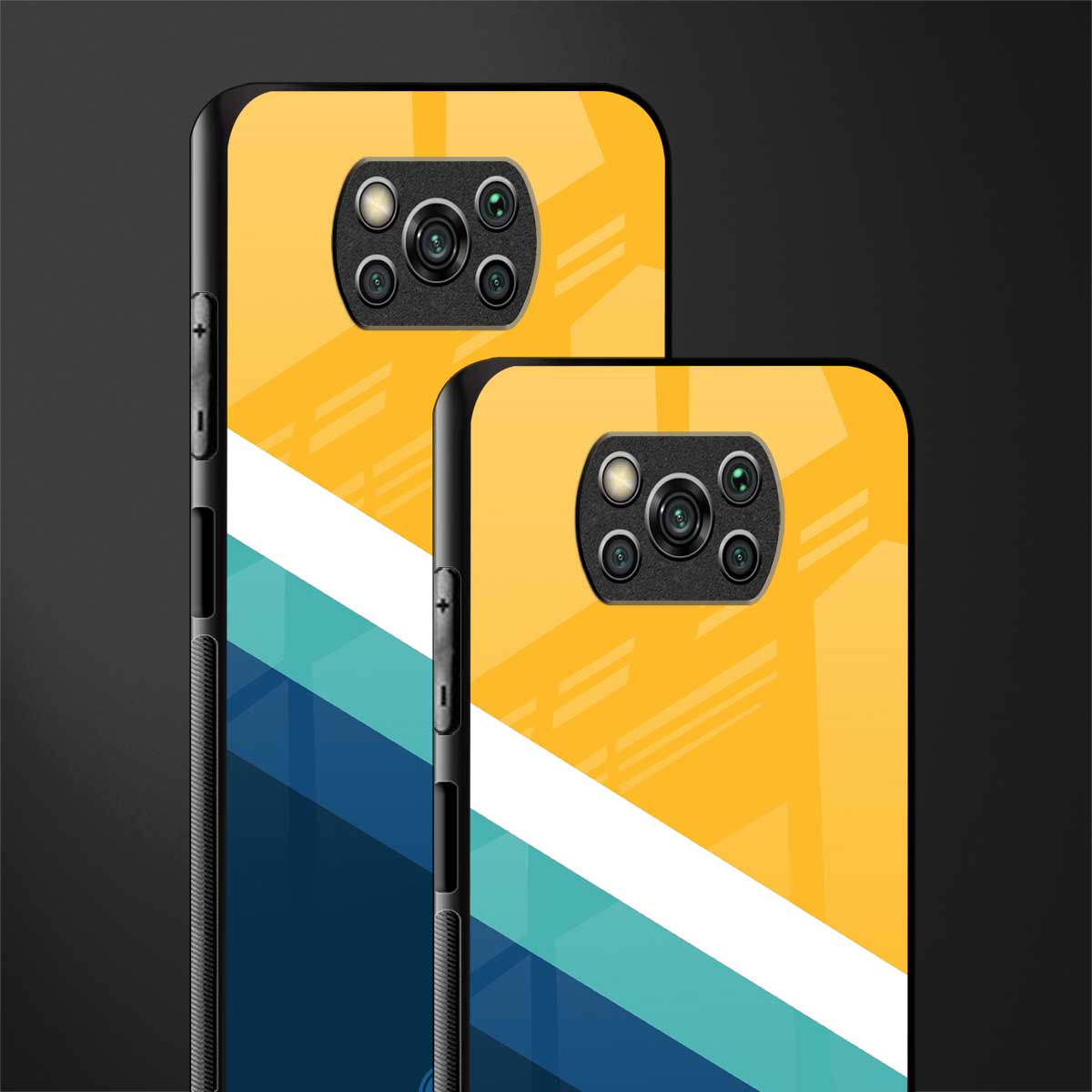 yellow white blue pattern stripes glass case for poco x3 pro image-2