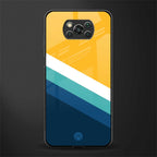yellow white blue pattern stripes glass case for poco x3 image