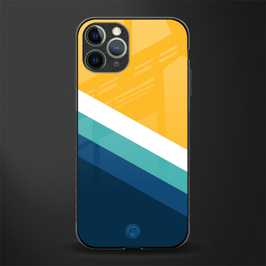 yellow white blue pattern stripes glass case for iphone 11 pro image