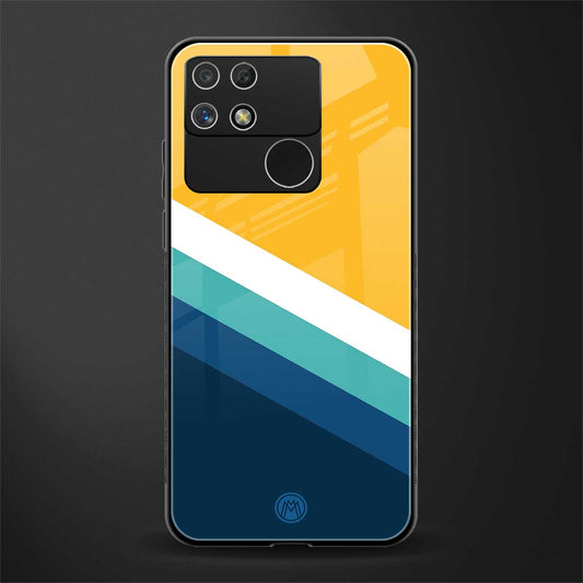 yellow white blue pattern stripes back phone cover | glass case for realme narzo 50a
