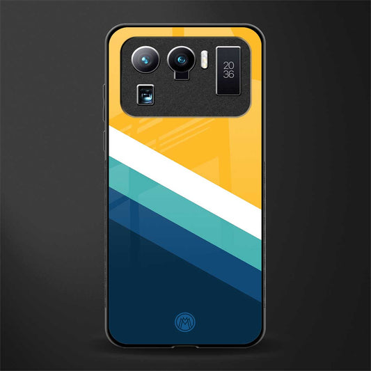 yellow white blue pattern stripes glass case for mi 11 ultra 5g image