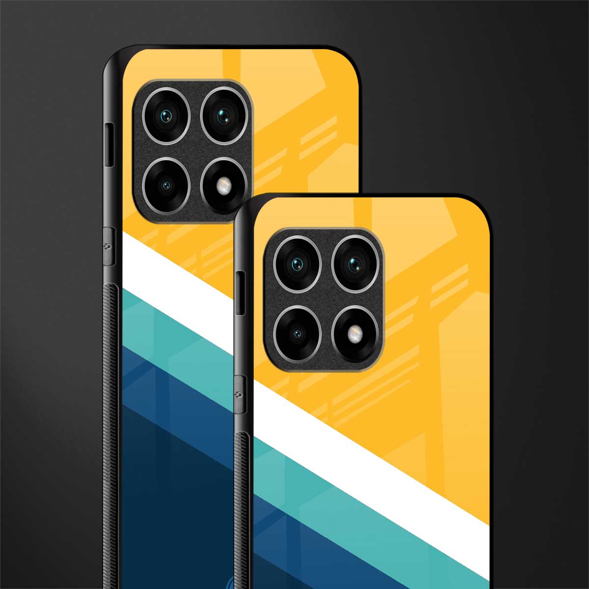 yellow white blue pattern stripes glass case for oneplus 10 pro 5g image-2
