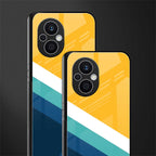 yellow white blue pattern stripes back phone cover | glass case for oppo f21 pro 5g