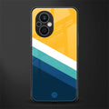 yellow white blue pattern stripes back phone cover | glass case for oppo f21 pro 5g