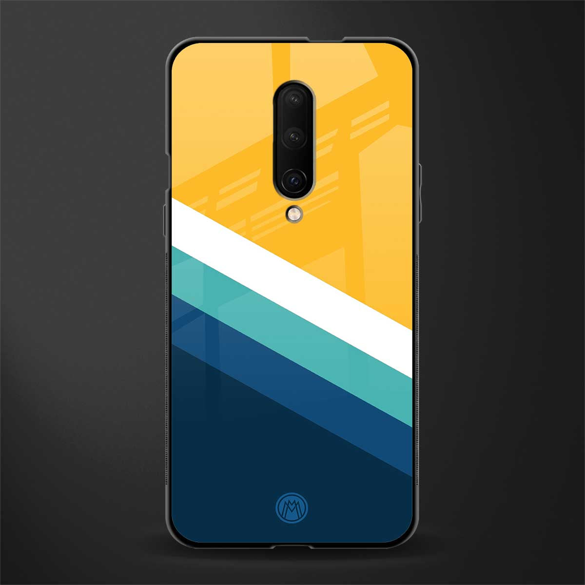 yellow white blue pattern stripes glass case for oneplus 7 pro image