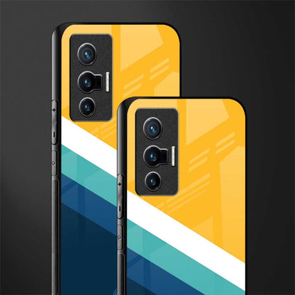 yellow white blue pattern stripes glass case for vivo x70 image-2