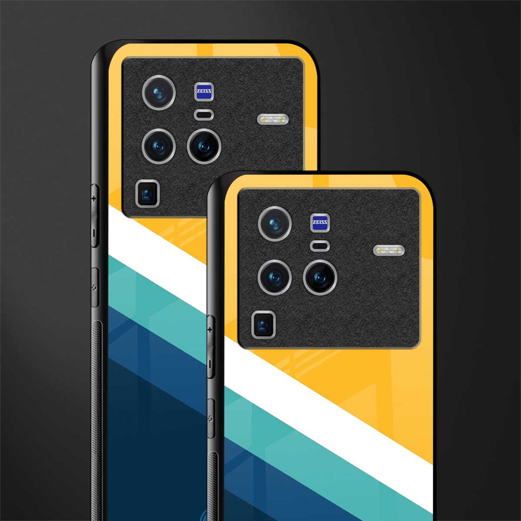 yellow white blue pattern stripes glass case for vivo x80 pro 5g image-2