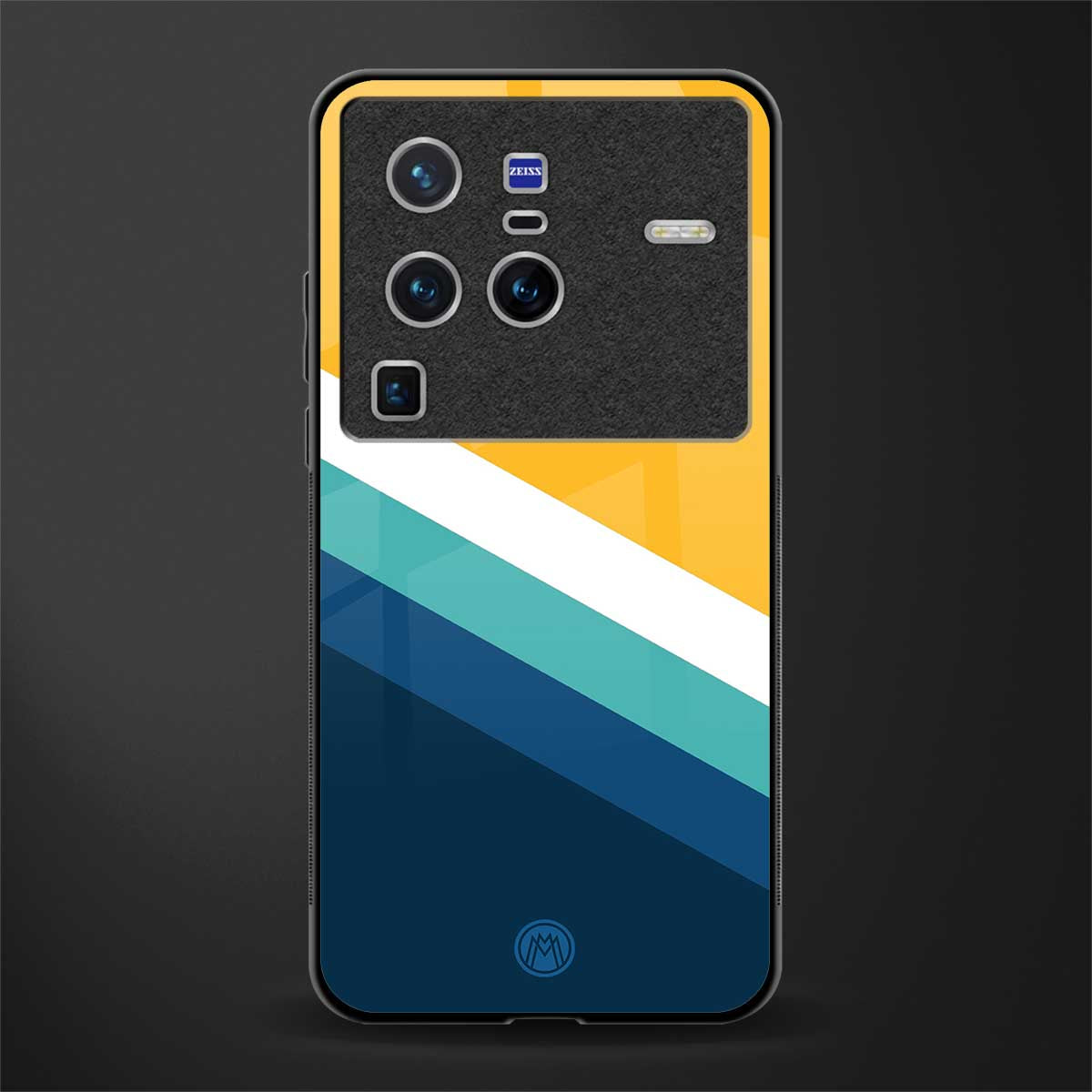 yellow white blue pattern stripes glass case for vivo x80 pro 5g image