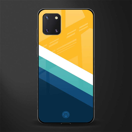 yellow white blue pattern stripes glass case for samsung a81 image