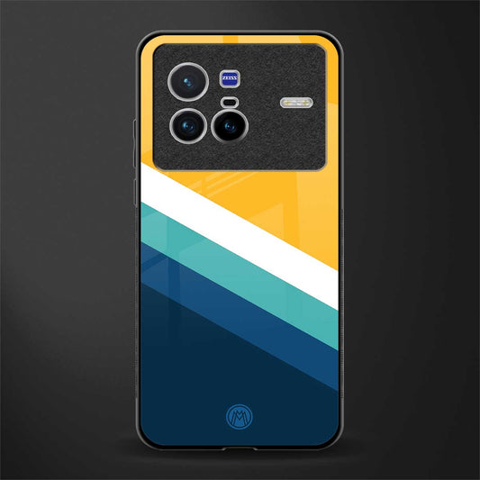 yellow white blue pattern stripes glass case for vivo x80 image