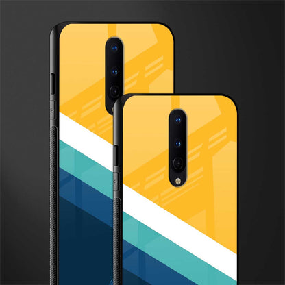 yellow white blue pattern stripes glass case for oneplus 8 image-2