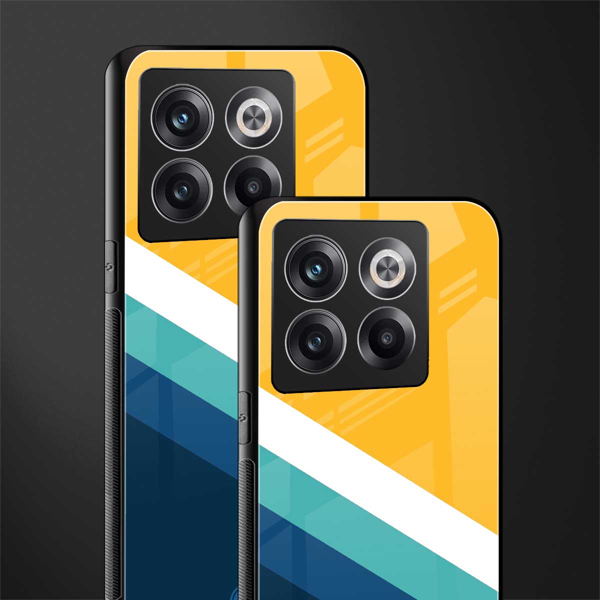 yellow white blue pattern stripes back phone cover | glass case for oneplus 10t