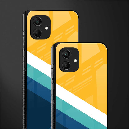 yellow white blue pattern stripes back phone cover | glass case for samsung galaxy a04