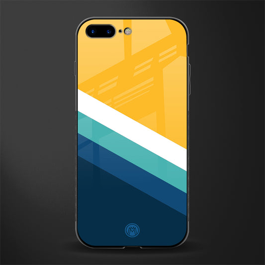 yellow white blue pattern stripes glass case for iphone 8 plus image