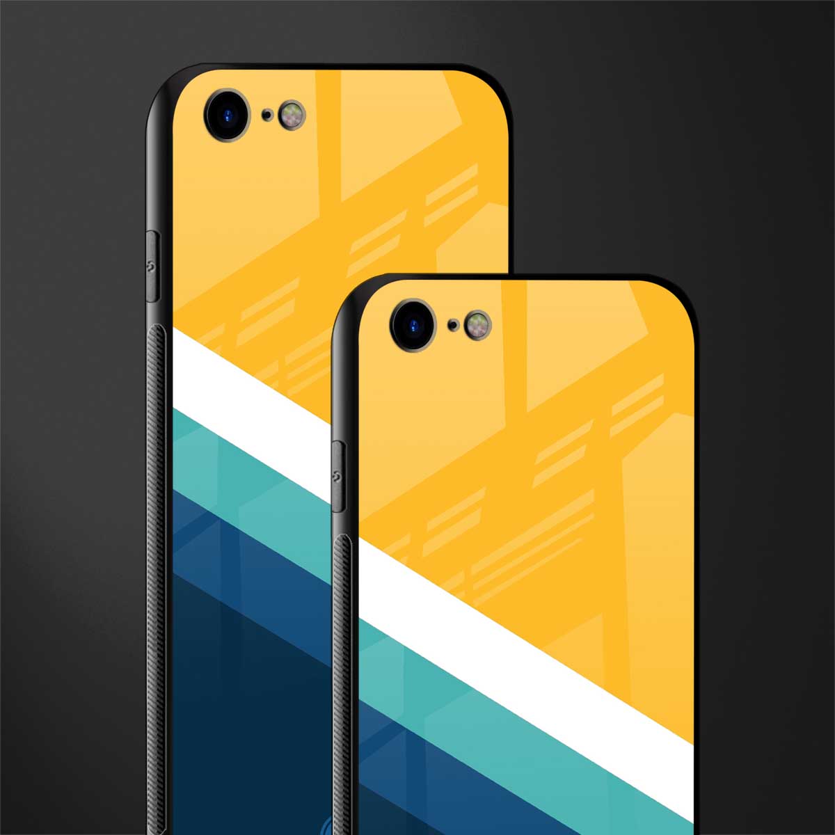yellow white blue pattern stripes glass case for iphone se 2020 image-2