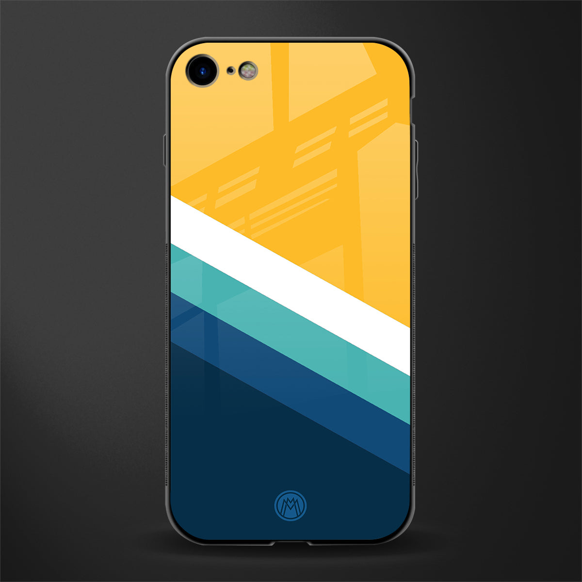 yellow white blue pattern stripes glass case for iphone se 2020 image