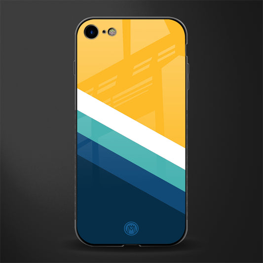 yellow white blue pattern stripes glass case for iphone se 2020 image