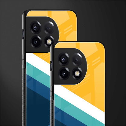 yellow white blue pattern stripes back phone cover | glass case for oneplus 11r