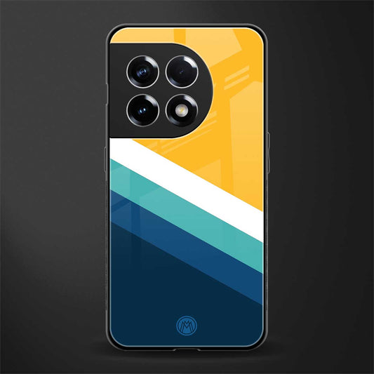 yellow white blue pattern stripes back phone cover | glass case for oneplus 11r