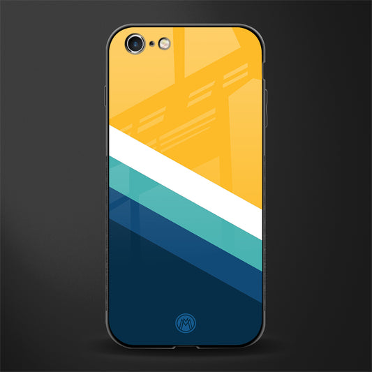 yellow white blue pattern stripes glass case for iphone 6 plus image