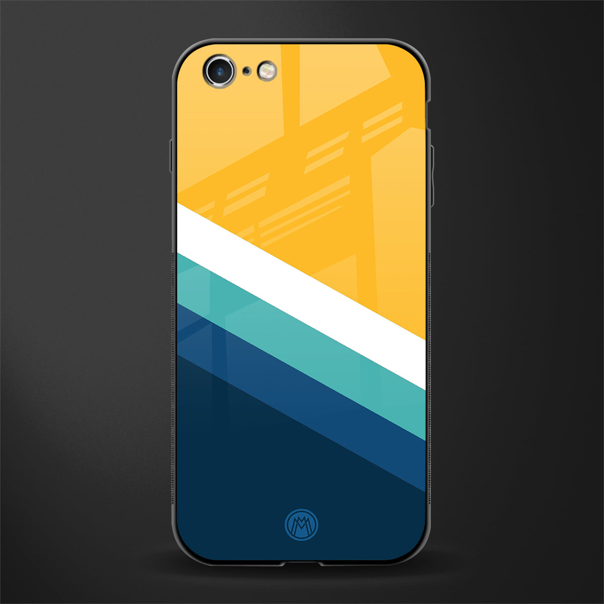 yellow white blue pattern stripes glass case for iphone 6s image