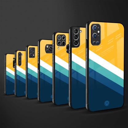 yellow white blue pattern stripes glass case for iphone 13 mini image-3