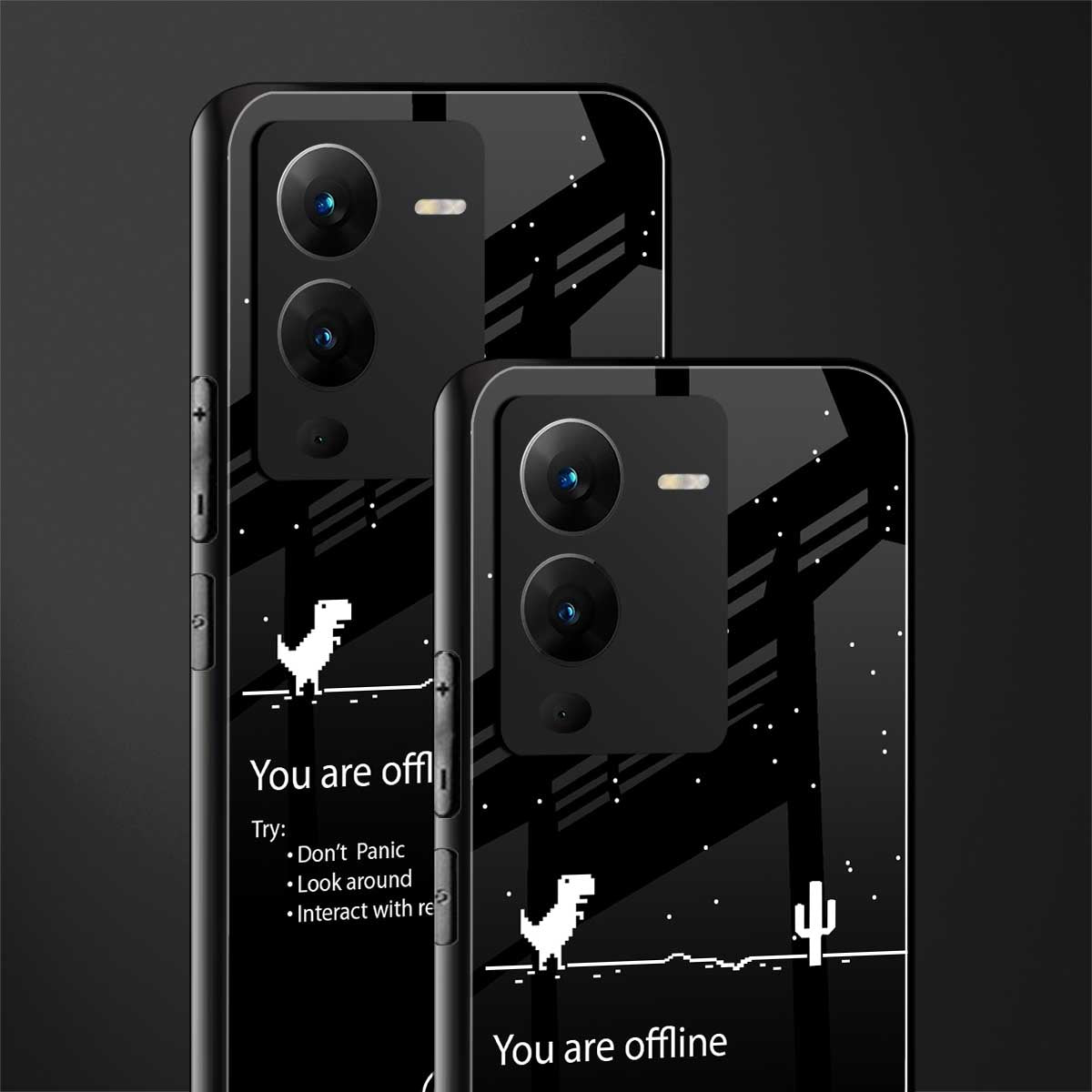 you are offline back phone cover | glass case for vivo v25 pro 5g