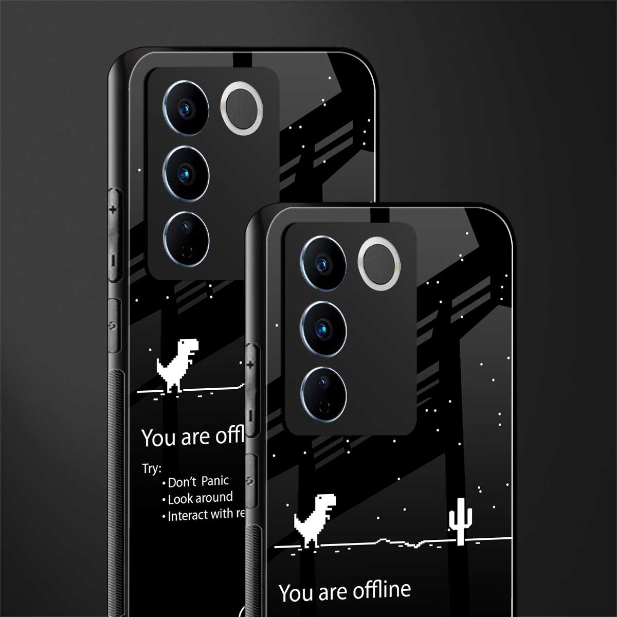 you are offline back phone cover | glass case for vivo v27 pro 5g