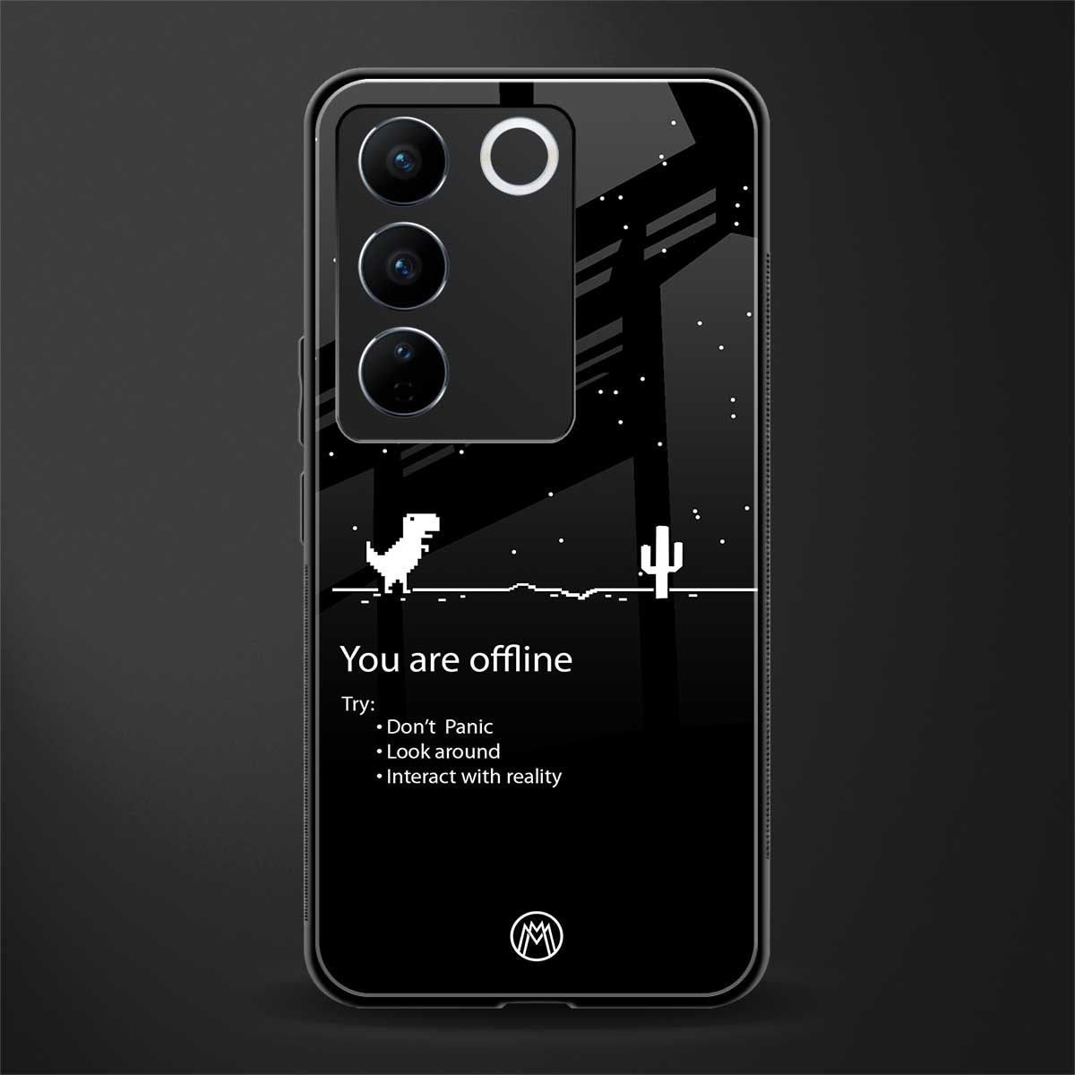 you are offline back phone cover | glass case for vivo v27 pro 5g