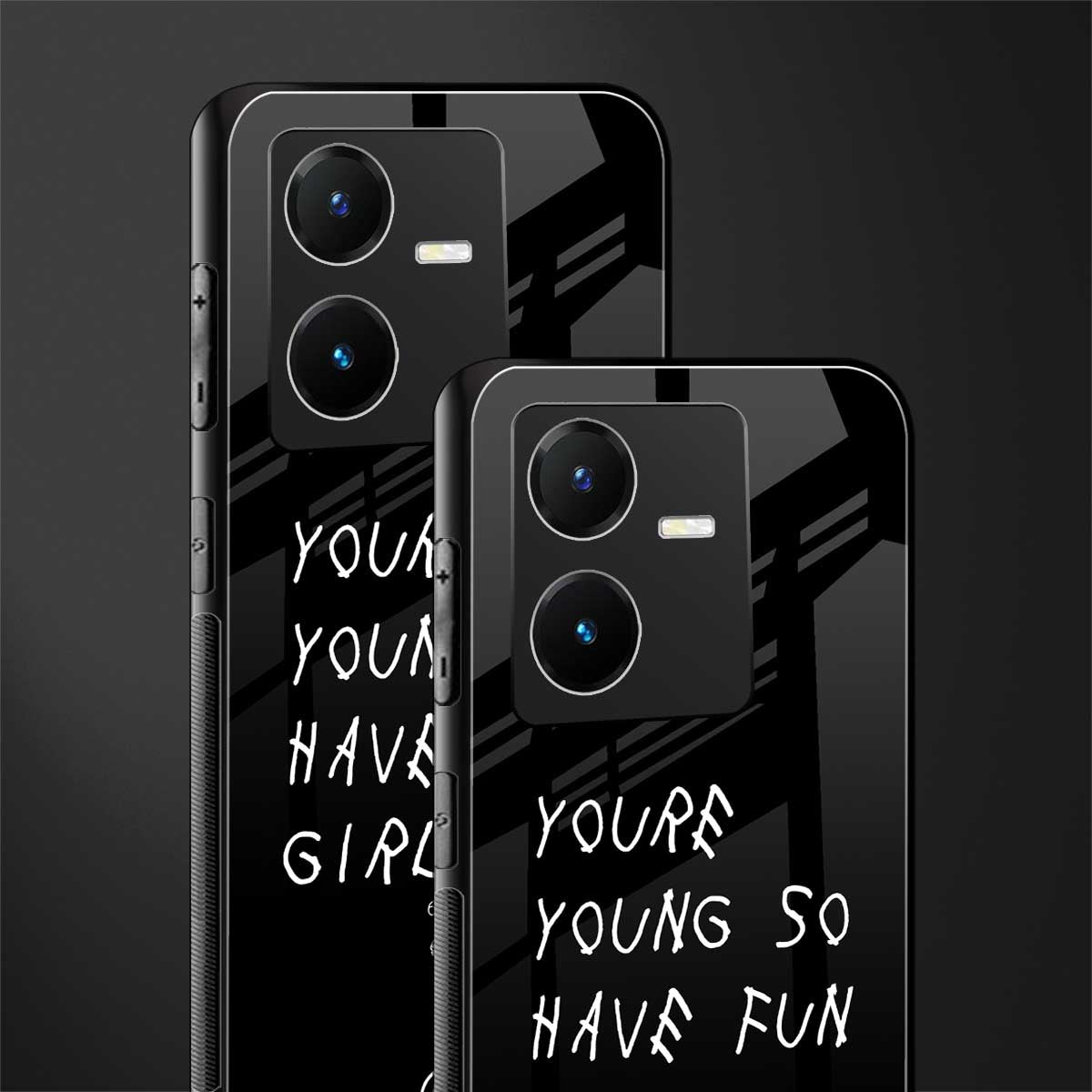 you are young back phone cover | glass case for vivo y22