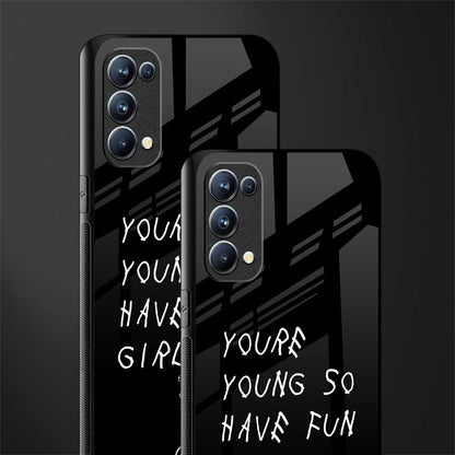 you are young back phone cover | glass case for oppo reno 5
