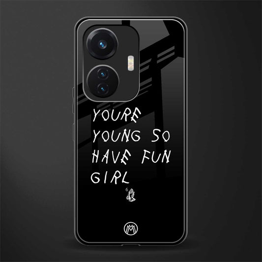 you are young back phone cover | glass case for vivo t1 44w 4g