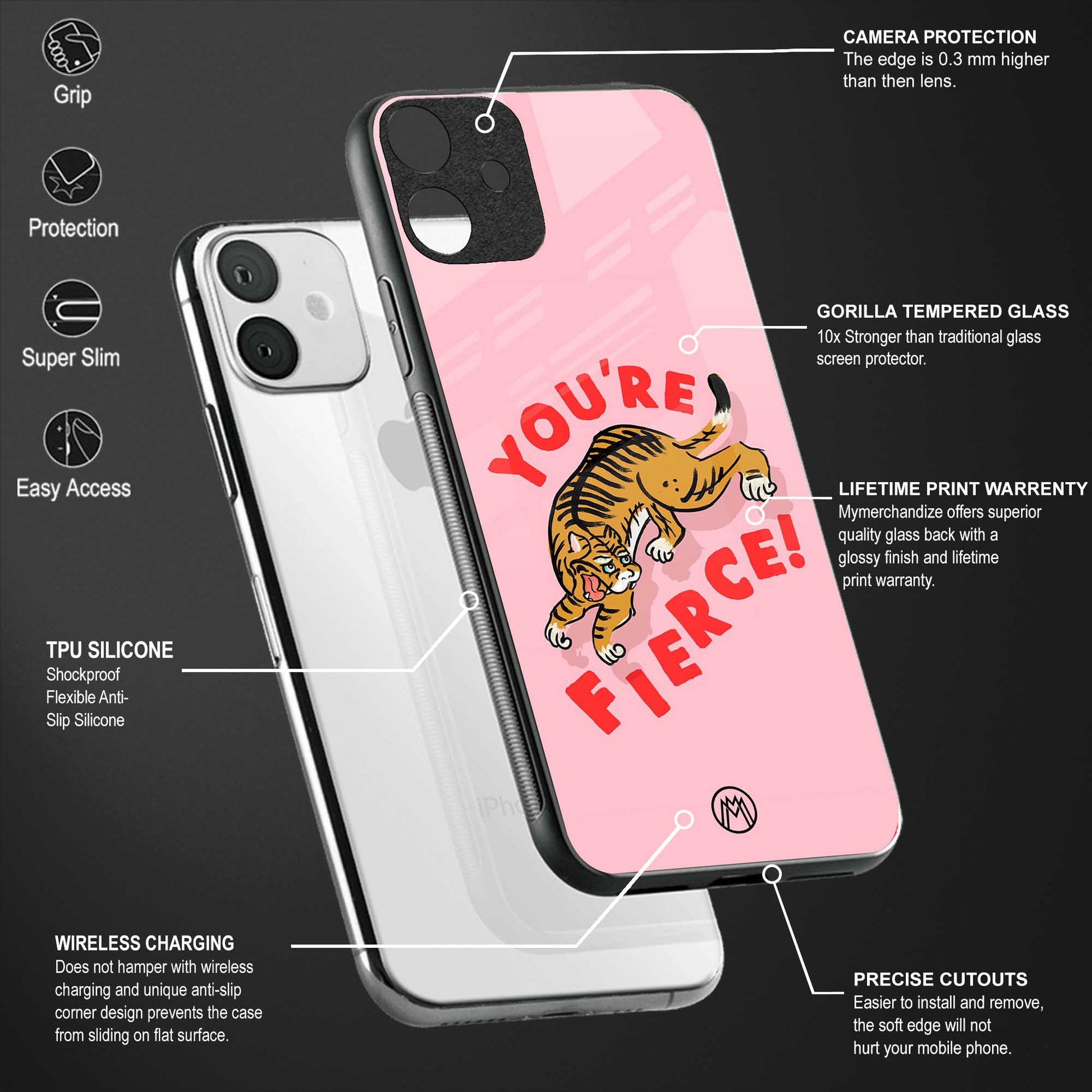 you're fierce back phone cover | glass case for vivo t1 44w 4g