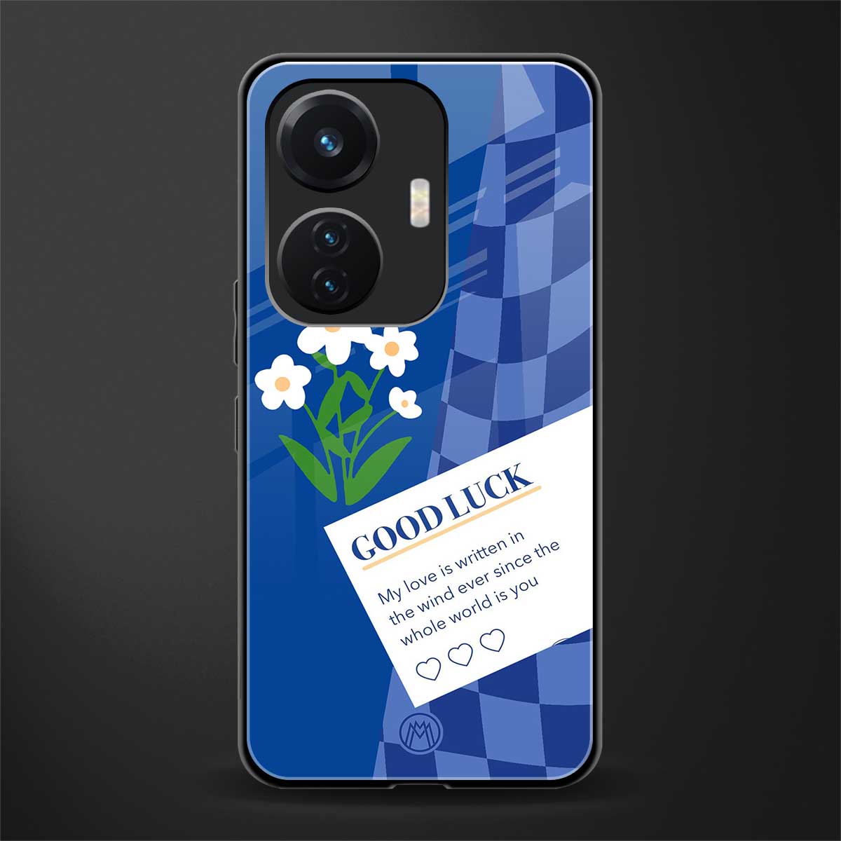 you're my world blue edition back phone cover | glass case for vivo t1 44w 4g