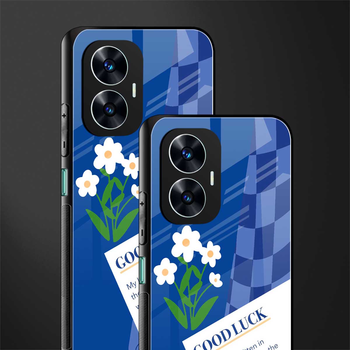 you're my world blue edition back phone cover | glass case for realme c55