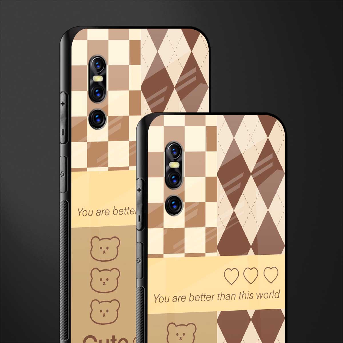you're my world brown edition glass case for vivo v15 pro image-2