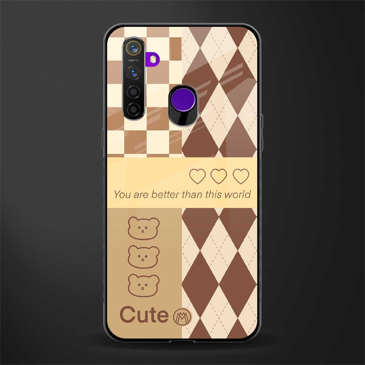 you're my world brown edition glass case for realme 5 pro image
