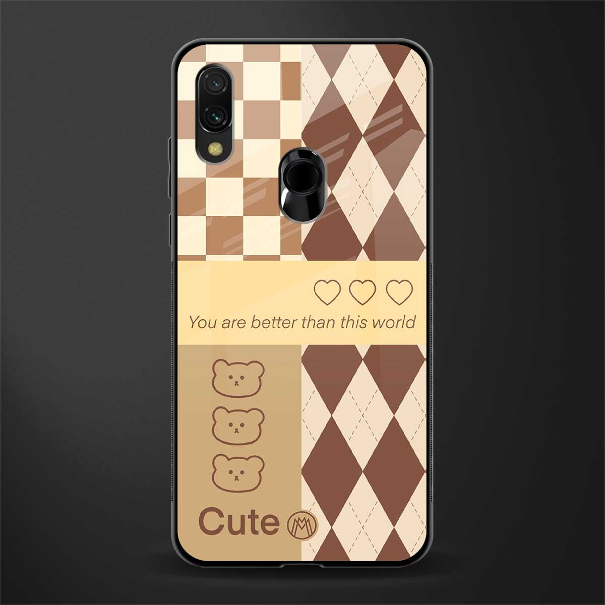 you're my world brown edition glass case for redmi y3 image