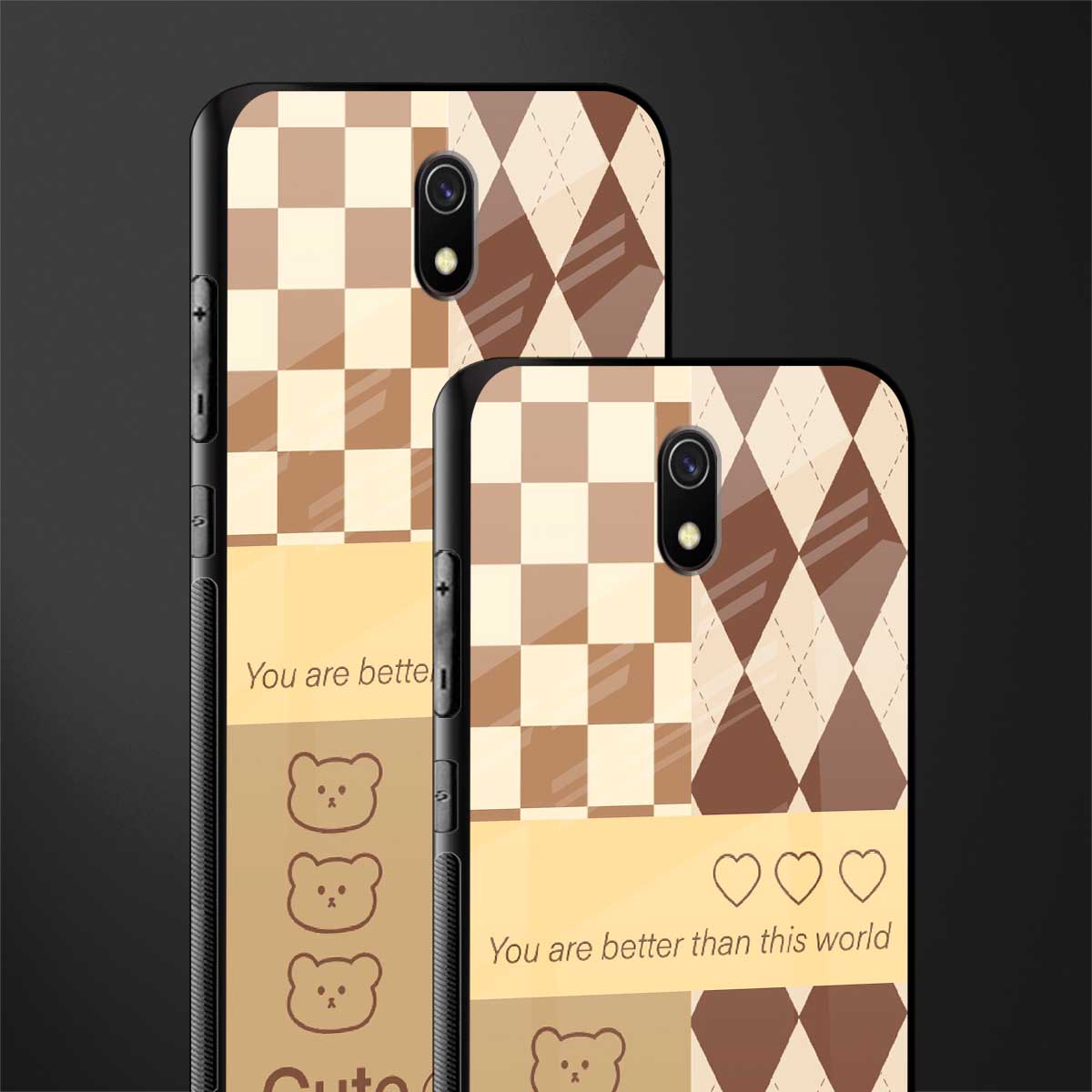 you're my world brown edition glass case for redmi 8a image-2