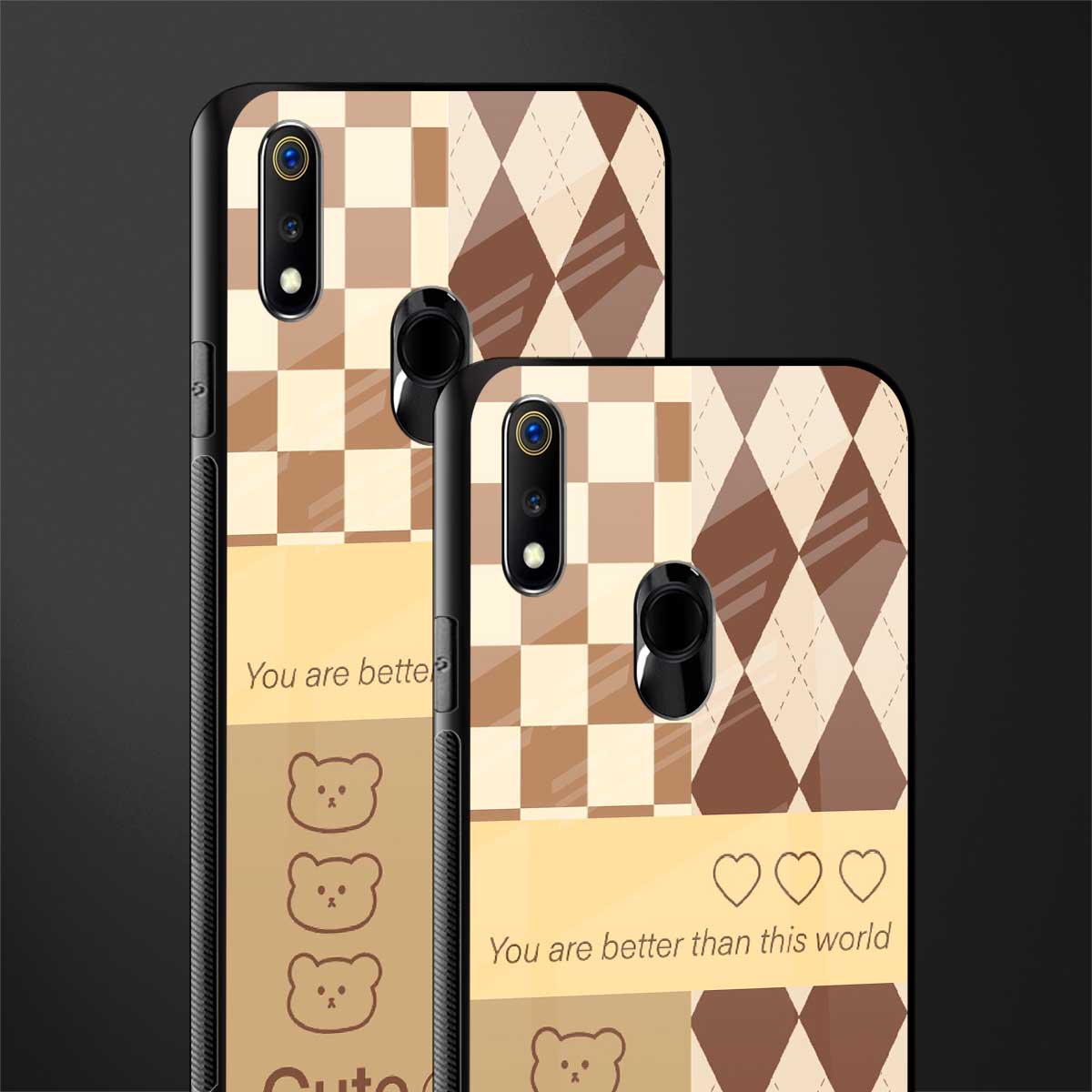 you're my world brown edition glass case for realme 3 pro image-2