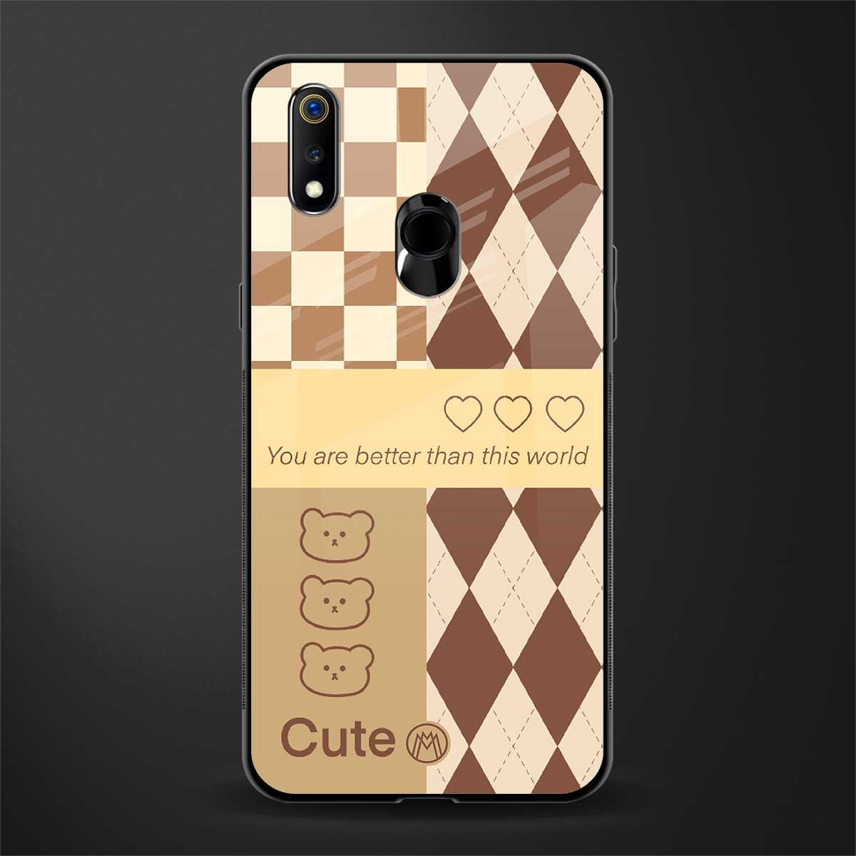you're my world brown edition glass case for realme 3 pro image