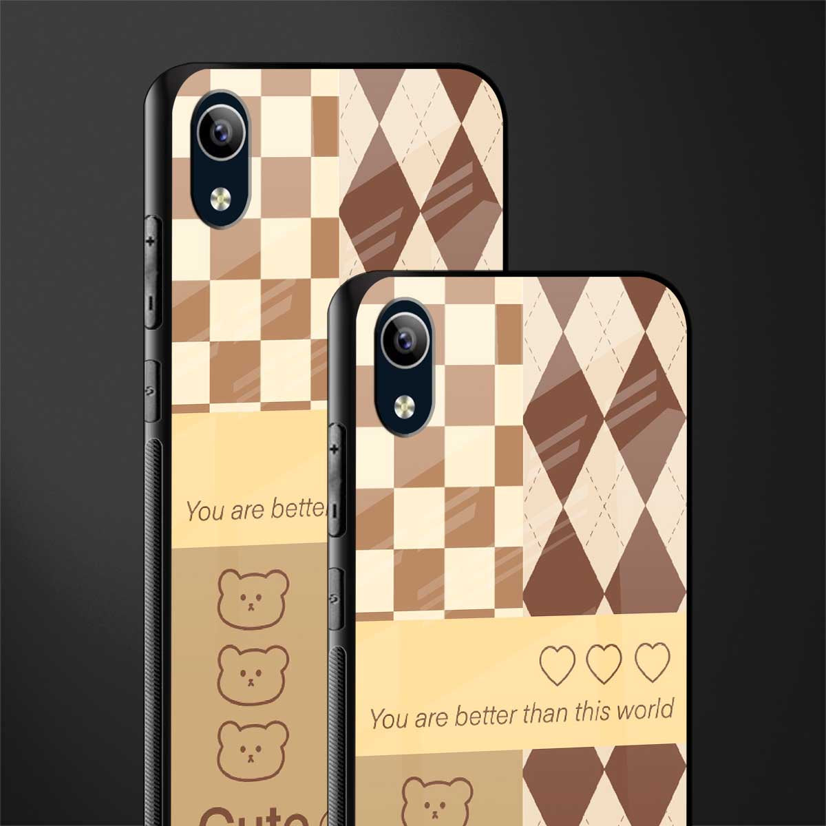 you're my world brown edition glass case for vivo y1s without fingerprint image-2