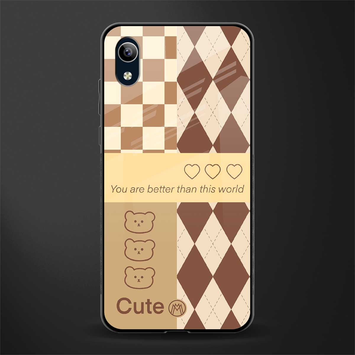 you're my world brown edition glass case for vivo y1s without fingerprint image