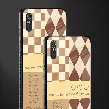 you're my world brown edition glass case for redmi 9i image-2