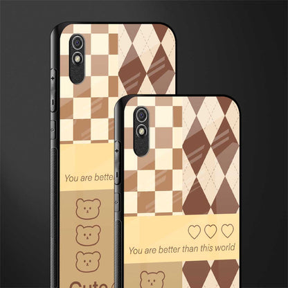 you're my world brown edition glass case for redmi 9a image-2