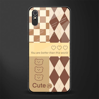 you're my world brown edition glass case for redmi 9a image